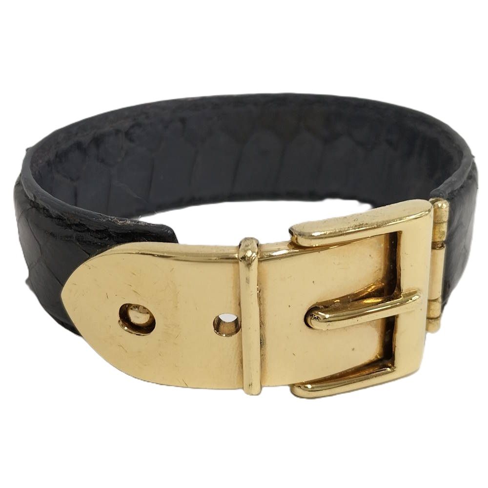 GUCCI ブレスレット ベルトモチーフ レザー×メッキ ブラック×ゴールド 11,381円