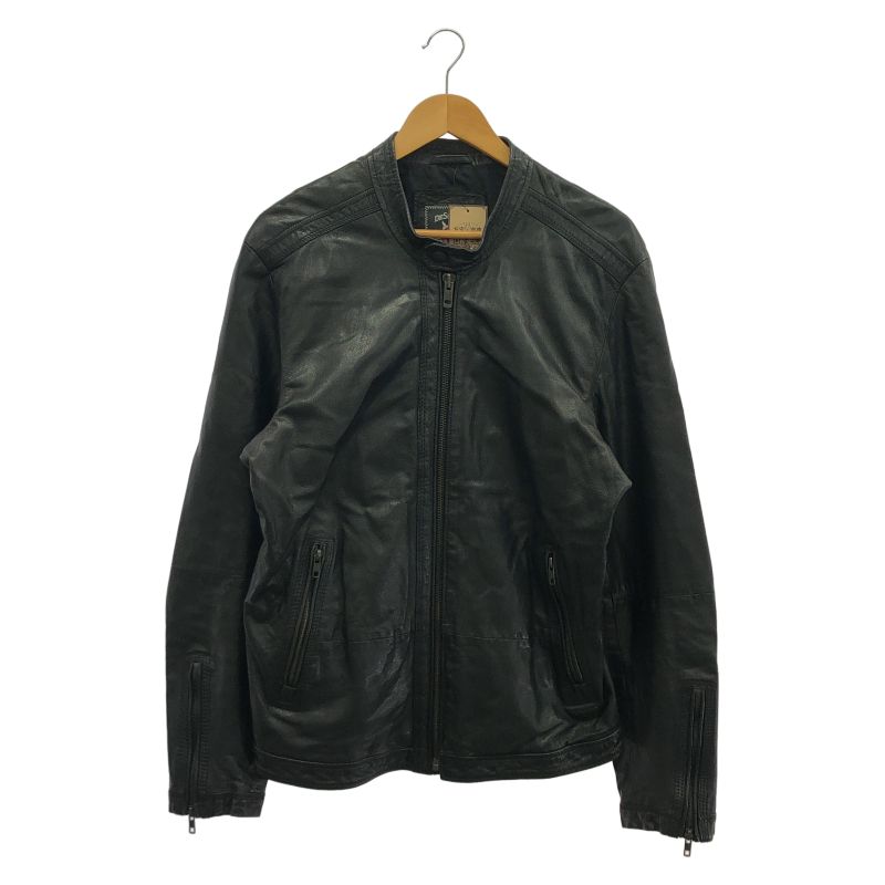 【中古】DIESEL ブラックレザージャケット サイズXL 山羊革 ディーゼル[92]