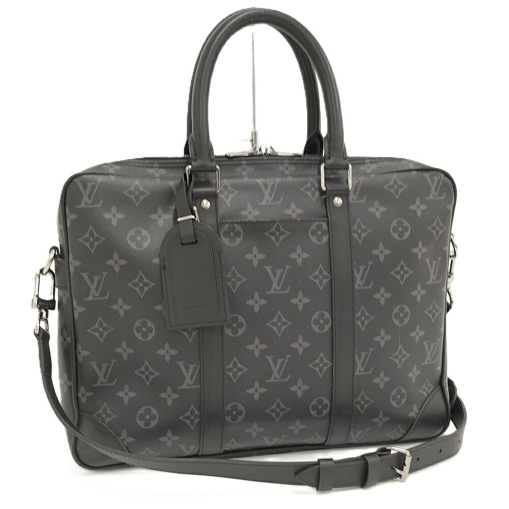 LOUIS VUITTON ポルトドキュマン ヴォワヤージュ 2WAYハンドバッグ モノグラム エクリプス ブラック M46457