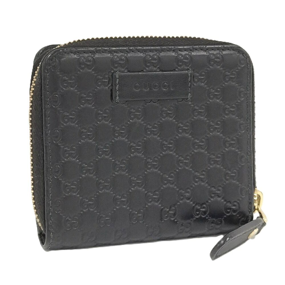 GUCCI 二つ折り財布 マイクログッチシマ レザー ブラック 449395 26,327円