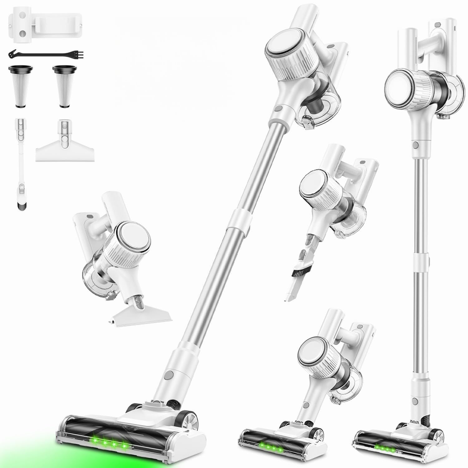 掃除機 コードレス【2027年先行発売！業界革新！2100Kpa真の超強力吸引・60分連続稼働・自立式・自走式・革新版グリーンLEDライト・LED液晶ディスプレイ】2WAY コードレス掃除機 3段吸引力 低騒音 軽量 サイクロン 絡まないヘッ aa7e15e1 9,301円