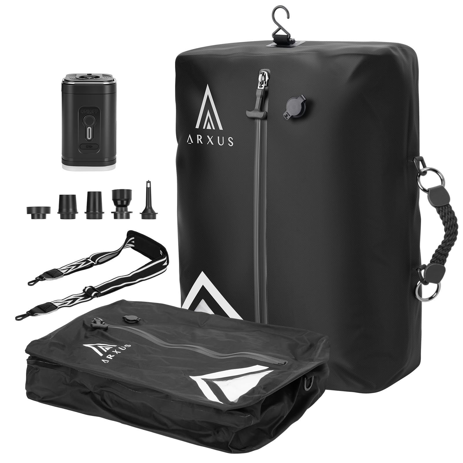 Arxus 圧縮袋 旅行用 トラベルセット用 バッグ 便利グッズ 機内持ち込み ショルダーストラップ付き | 圧縮バッグ 衣類 ふくろ 衣服 布団 コンプレッションバッグ トラベルポーチ 出張 スーツケース収納 真空 パッキング 大容量 大き 35d8d263