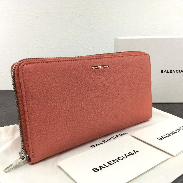 極美品 BALENCIAGA 長財布 392124 ピンク レザー 箱付き 525