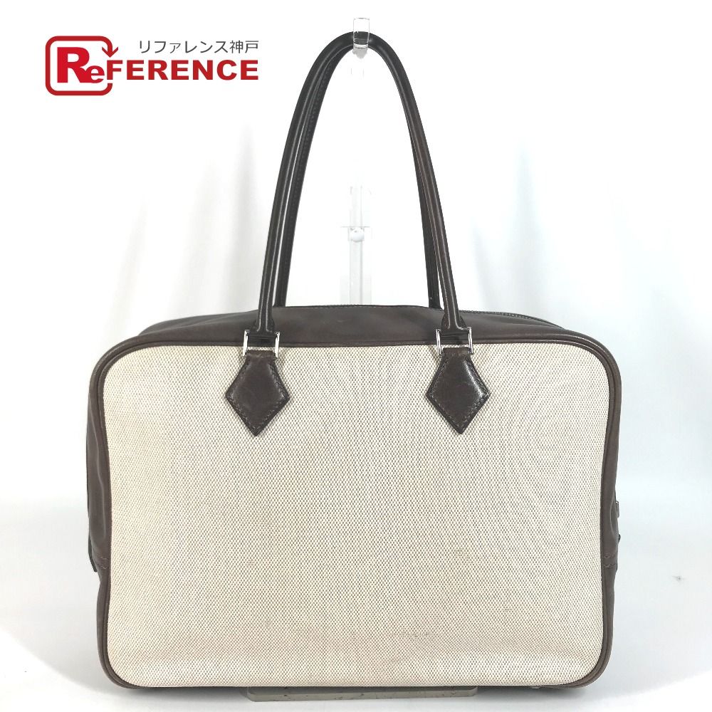 HERMES エルメス ハンドバッグ プリュム32 プリュム 32 トワルアッシュ エクリュ/エベンヌ ブラウン