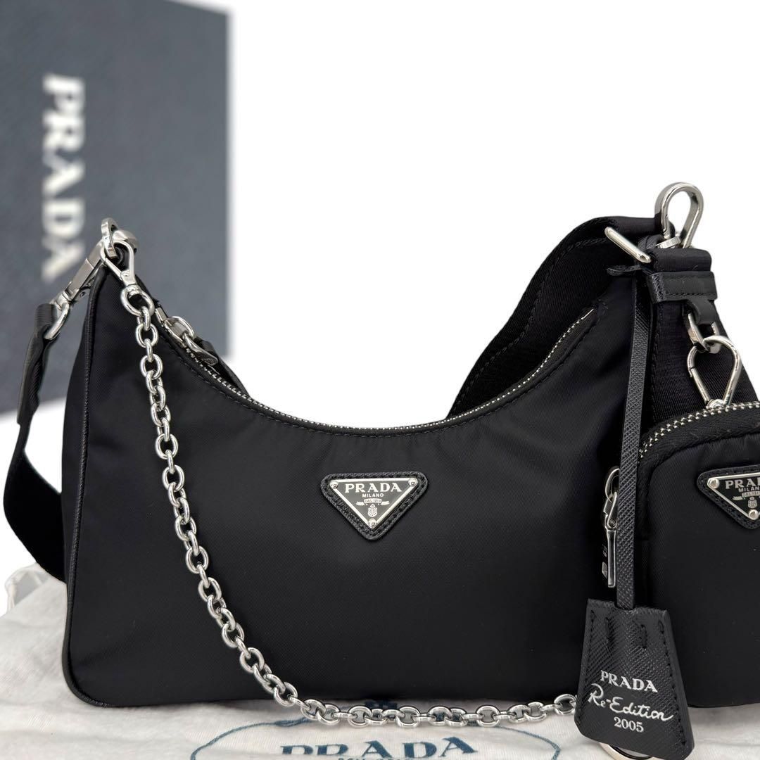 新古品 PRADA Re-Edition2005 Re-Nylon 1BH204 プラダ　リエディション2005　リナイロン　ショルダーバッグ　ブラック　黒