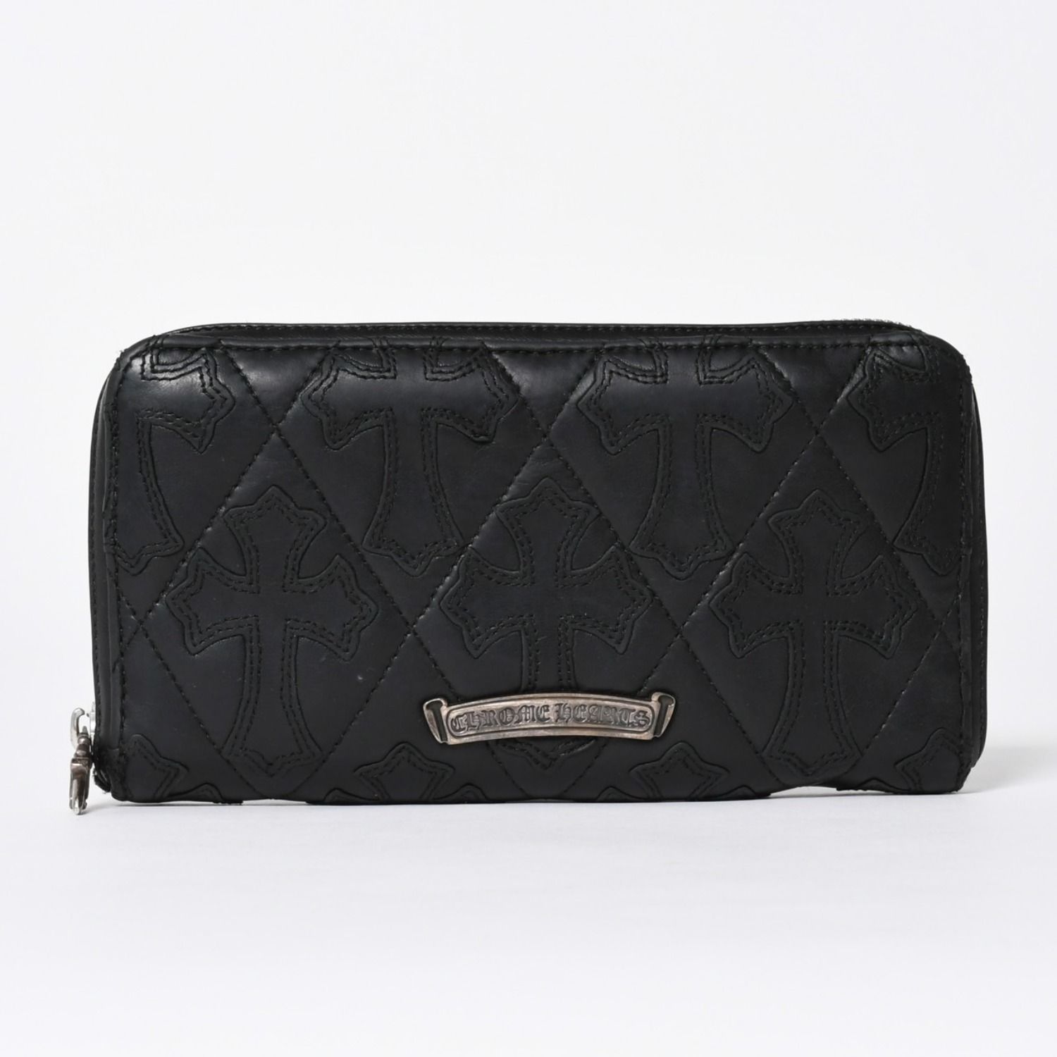 極美品 CHROME HEARTS クロムハーツ REC F ZIP QUILTED セメタリークロスパッチ 長財布 ダガー キルティング ブラック シルバー925 中古 4a006904 192,500円