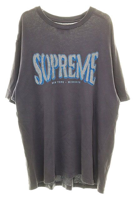 シュプリーム SUPREME 25SS FLOCKED WASHED S/S TOP NAVY Lサイズ フロックウォッシュド ナンバー ロゴ プリント Tシャツ ネイビー 【ブランド古着ベクトル】【中古】☆AA★260822