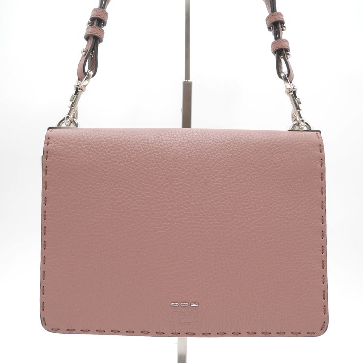 FENDI（フェンディ）セレリア ミニショルダーバッグ ピンク レザー シルバー金具 ワイドストラップ 8BT296 レディース【中古】