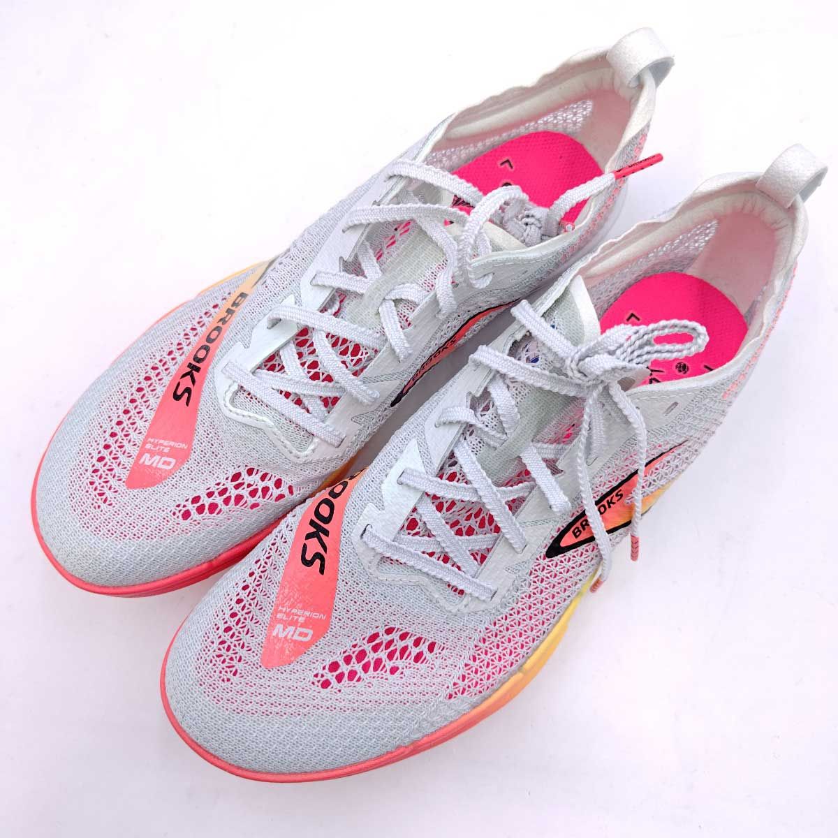 【未使用】BROOKS ブルックス ハイペリオンエリートMD 陸上スパイク 26.5cm ホワイト オレンジ MD-0480 メンズ 800m-1500m