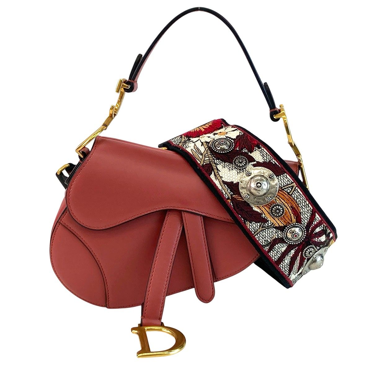 Christian Dior クリスチャンディオール サドルバッグ 2WAY ハンドバッグ ショルダーバッグ レディース レザー ピンク 中古