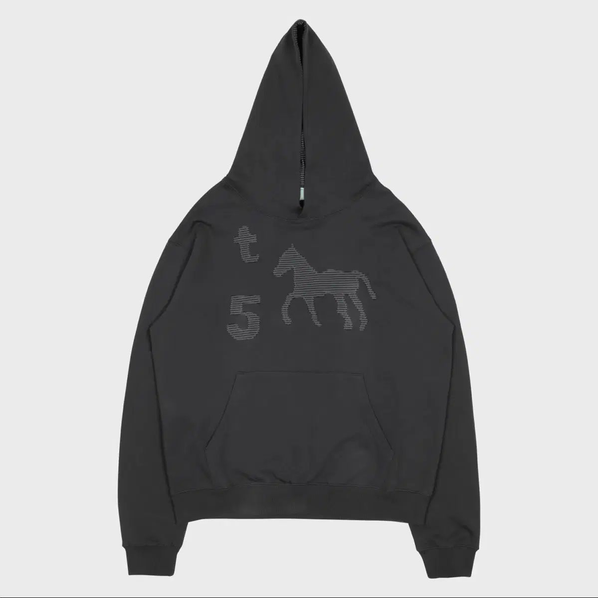 新品) THECOLDESTMOMENT フーディー チャコール L stripe horse hoodie (charcoal)