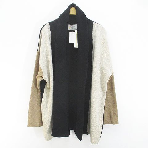 A.SILVIA 長袖 カーディガン ニット ミディアム丈 前開き L 黒系 ブラック イタリア製 無地 タグ付 8,284円