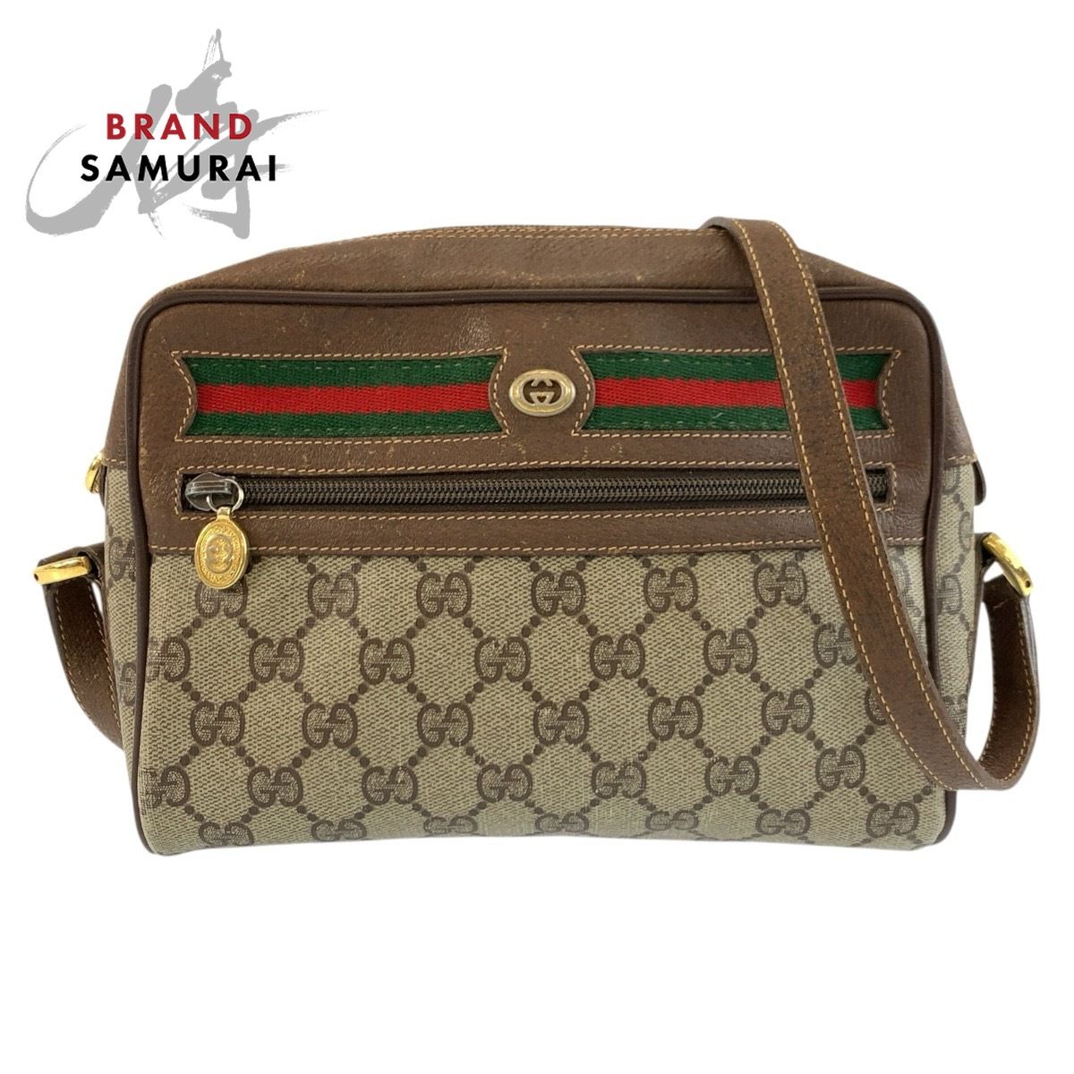 GUCCI グッチ ヴィンテージ シェリーライン ブラウン GGスプリームキャンバス 119 02 087 ショルダーバッグ ポシェット レディース 604282【中古】