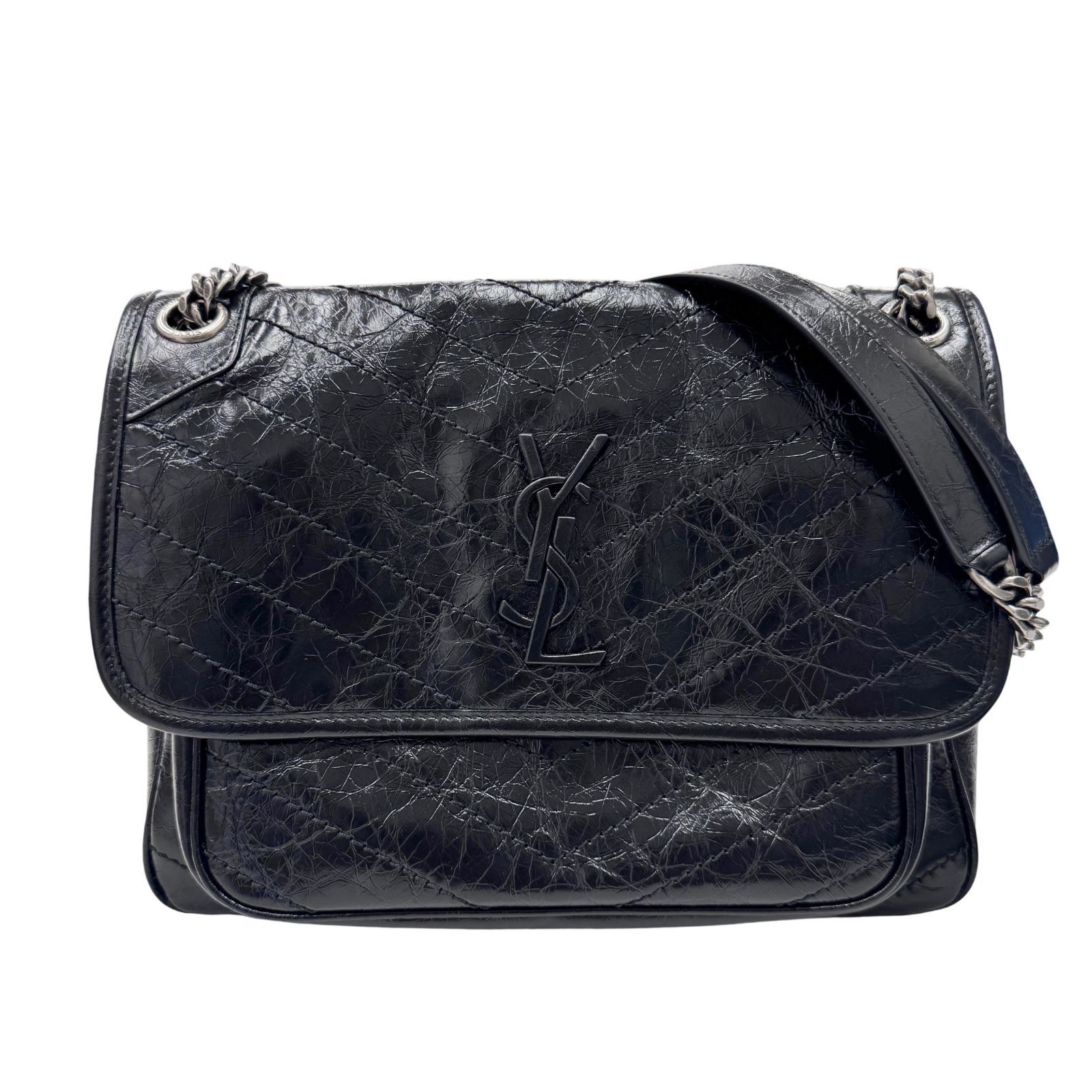 SAINT LAURENT PARIS サンローラン パリ NIKI ニキ ミディアム チェーンショルダー キルティング レザー ブラック レディース お洒落
