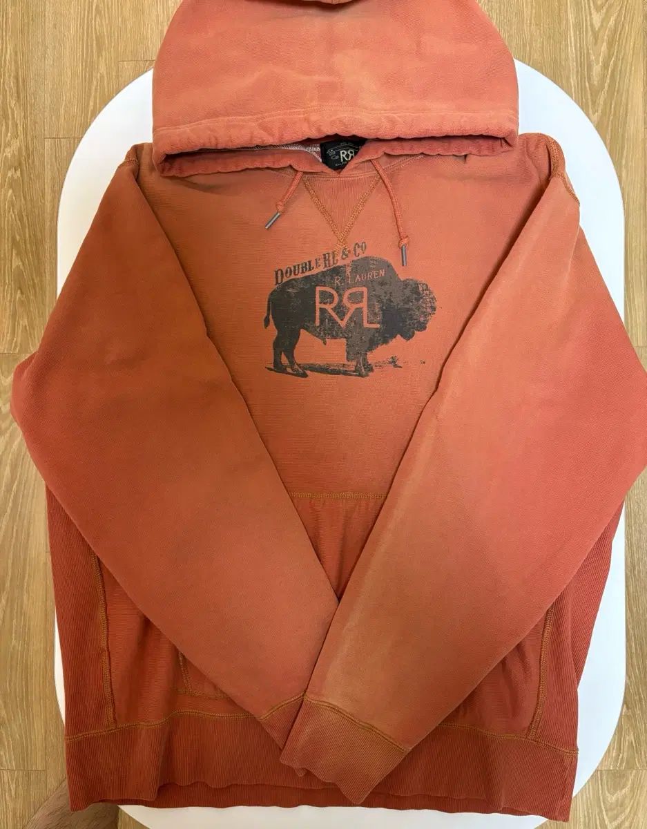 RRA ダブルアールエル バッファロー グラフィック WHO フードTシャツ オレンジ