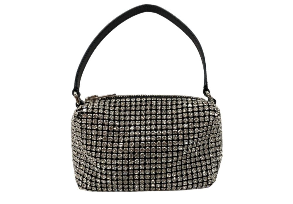 Alexander Wang Alexander Wang Heiress Rhinestone Mesh Pouch Mini Crystal Bag Party Bag Jewelry Bag Occasion Dress SILVER Silver Handbag Logo Silver 104B-186