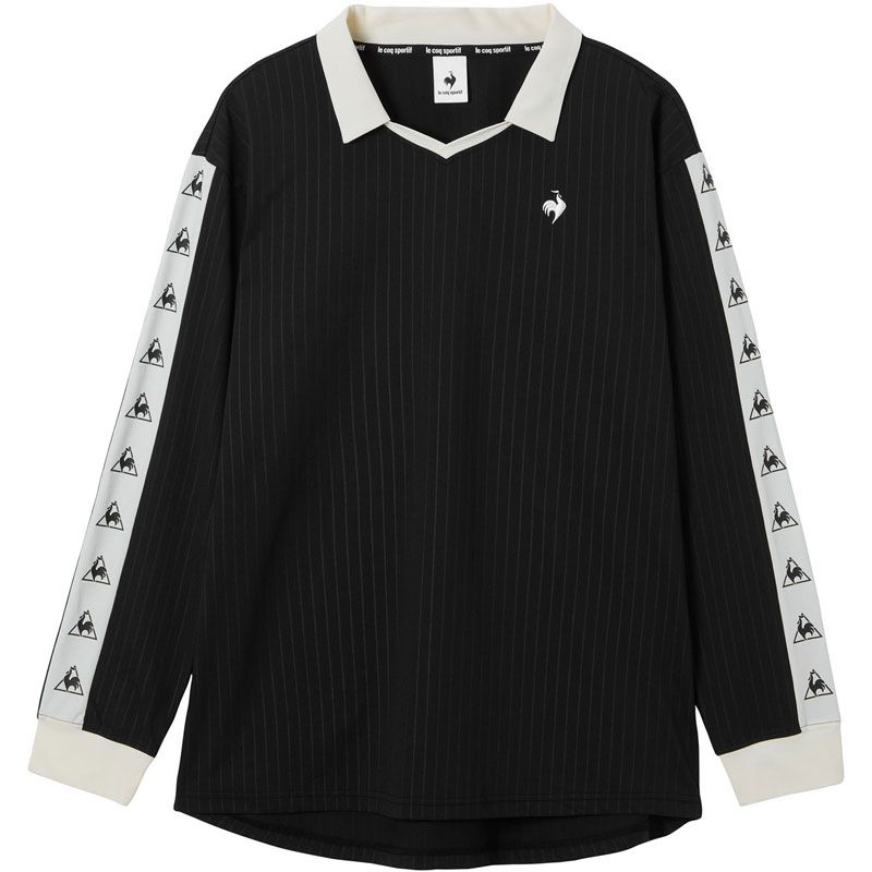 ルコックスポルティフ le coq sportif エンボスストライプ襟付き長袖ゲームシャツ カジュアル ゲームシャツ･パンツ ゲームシャツメンズ LU5FLT40M、(BK00)ブラック