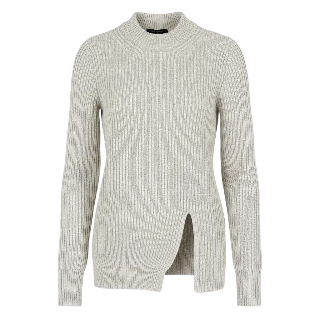 @S Id6 《美品》 LOUIS VUITTON ルイヴィトン スリット ボトルネックニットセーター Slit Knit Sweater サイズXS ホワイト モノグラムタブt18r