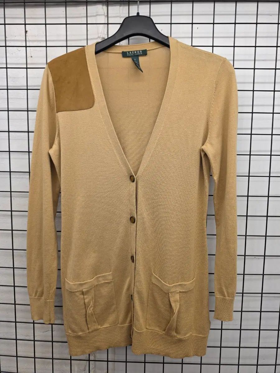 ラルフローレン カーディガン ベージュ ショルダ―パッチ ロング