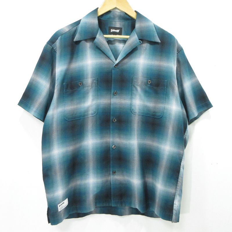 【三重本店】 中古 schott | ショット 半袖シャツ オンブレチェック グリーン系 サイズ：XL 【101】