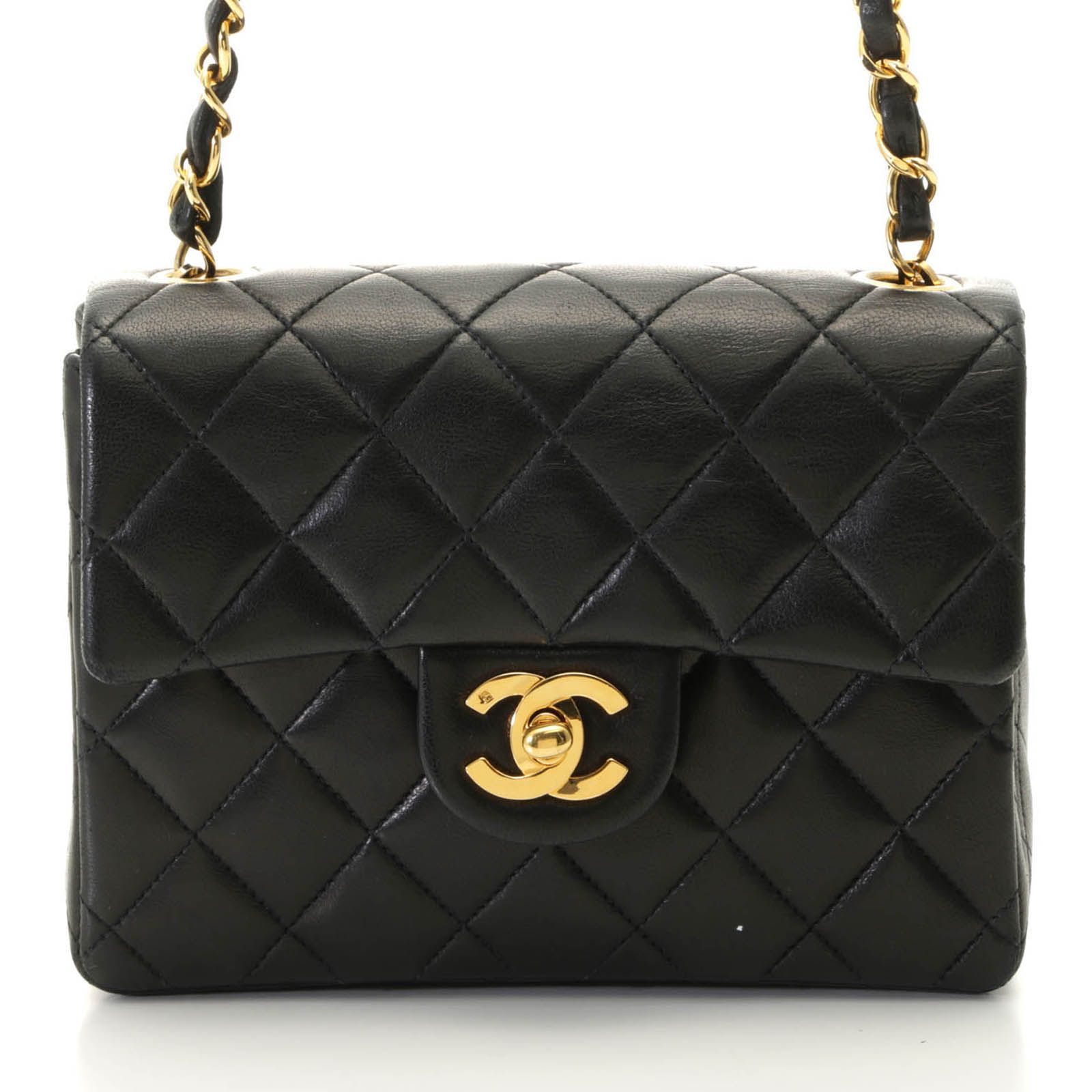 CHANEL シャネル ミニマトラッセ17 ブラック/GP ラムスキン ショルダーバッグ【中古】【430】2148104174659