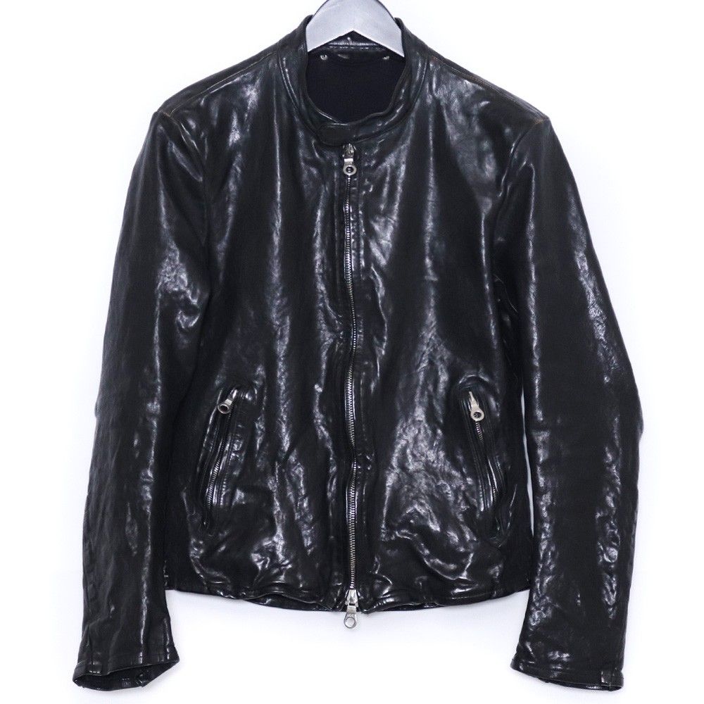 ISAMU KATAYAMA BACKLASH イタリアンショルダー製品染め レザーシングルライダースジャケット Mサイズ ブラック 1254-01 36,400円