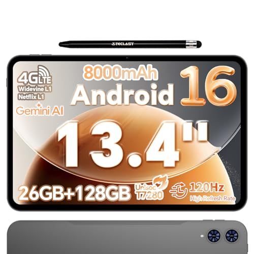 msタブレット Android 16 搭載 TECLAST T65 大型 タブレット 13インチ 120Hz 画面、Gemini AI搭載 Tablet | 26GB RAM+128GB ROM+2TB拡張・高性能UNISOC T7280 C a00cf938