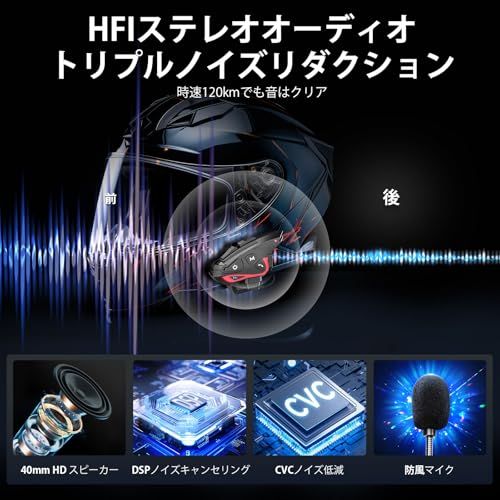 バイク インカム, Moman CP-S インカム 6人通話(最大8人通話可能) バイク用通信機器 ヘルメット スピーカー 8か国の音声案内 FMラジオ 6人同時通話 2000m通信 28時間連続使用 日本語音声案内 Siri対応 ハンズフリ c575d0bf