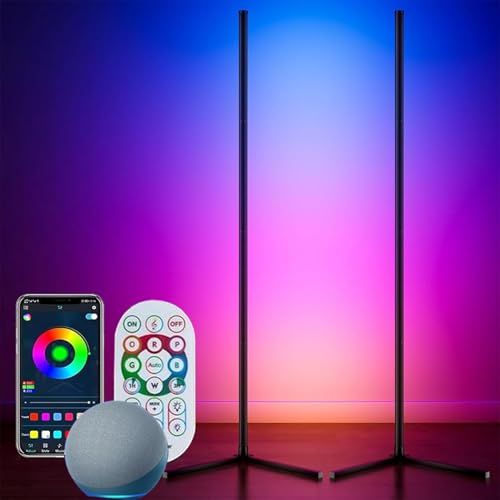 Alexa対応 コーナーフロアランプ 2個セット スマートモダンフロアランプ 音楽同期機能搭載 1600万色 & 68+シーン変更可能 APP・リモコン操作 寝室・リビングルーム用mt d124c0d4