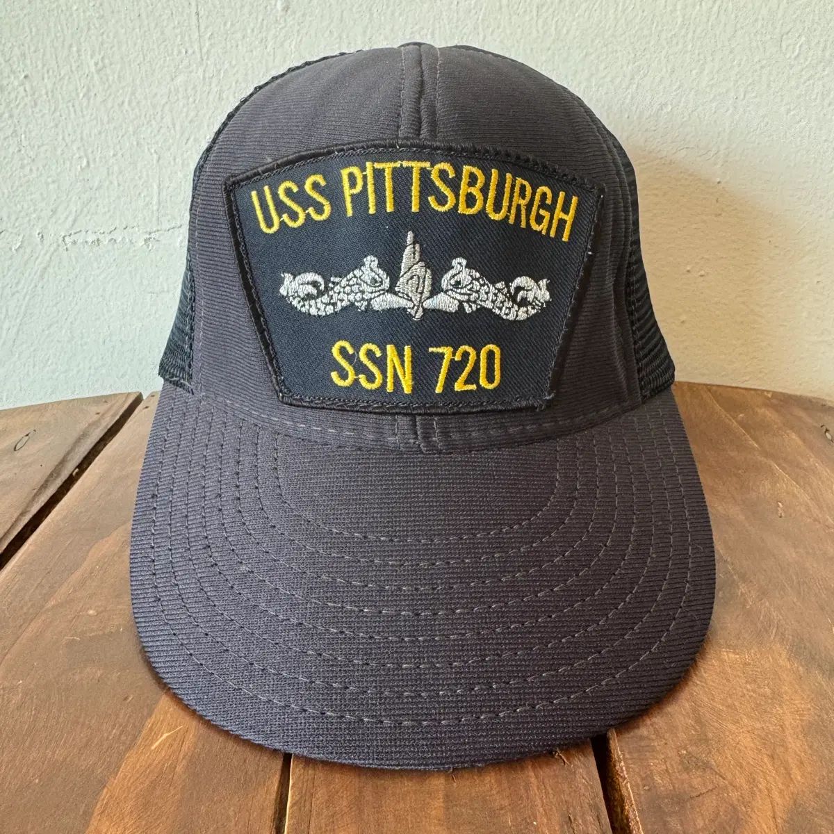 80年代 アメリカ海軍 USS ピッツバーグ SSN 720 メッシュベースボールキャップ