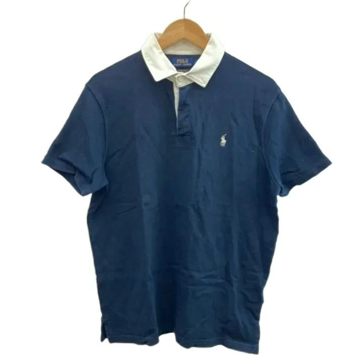 ポロ ラルフローレン POLO RALPH LAUREN ポロシャツ LG 紺 ネイビー ロゴ刺繍 半袖 襟付き /NP ■GY35