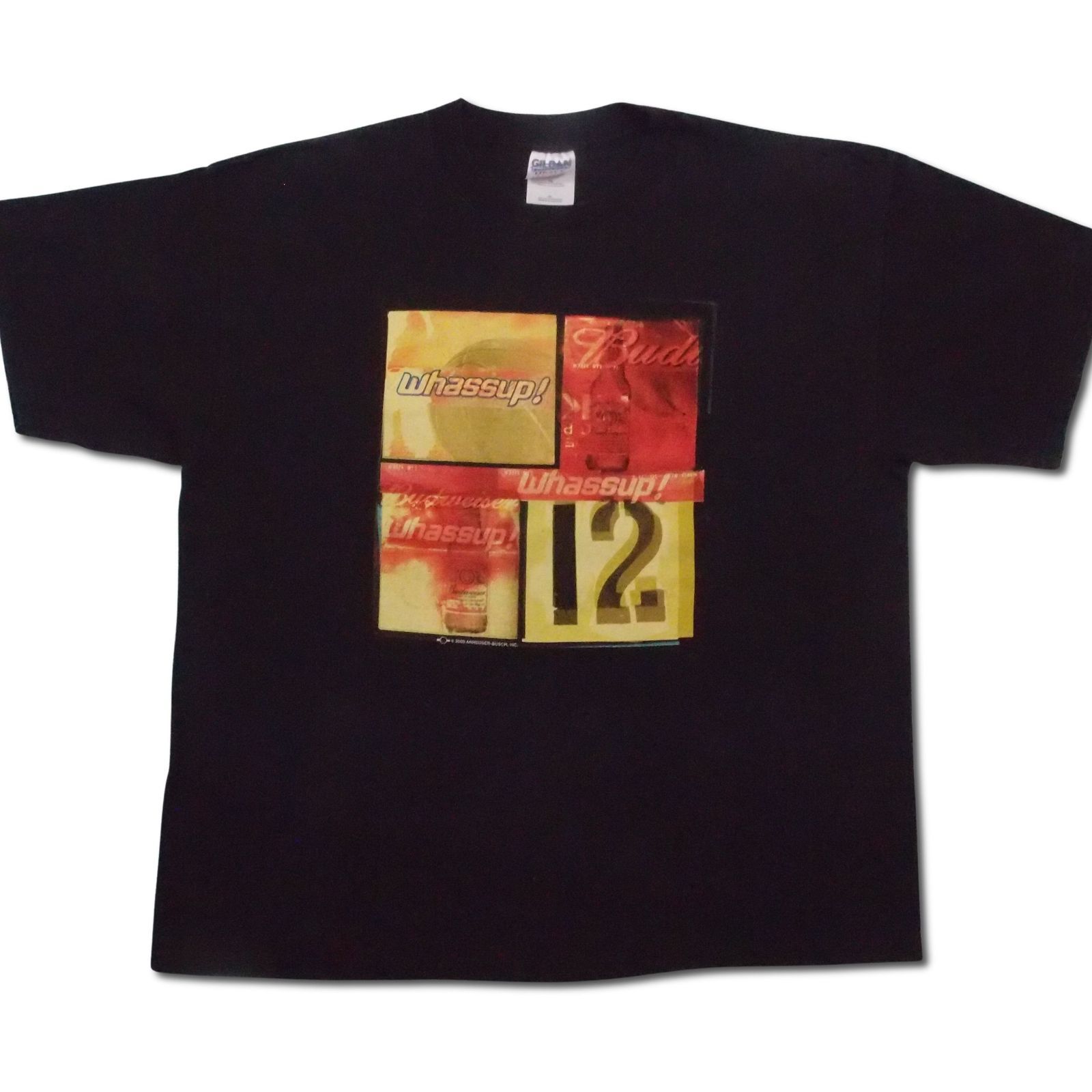 【2000年製 ポップアート】 XL バドワイザー WHASSUP! コラージュ Budweiser 企業T ビール Tシャツ GILDAN 両面プリント ブラック 黒 0252 7,252円