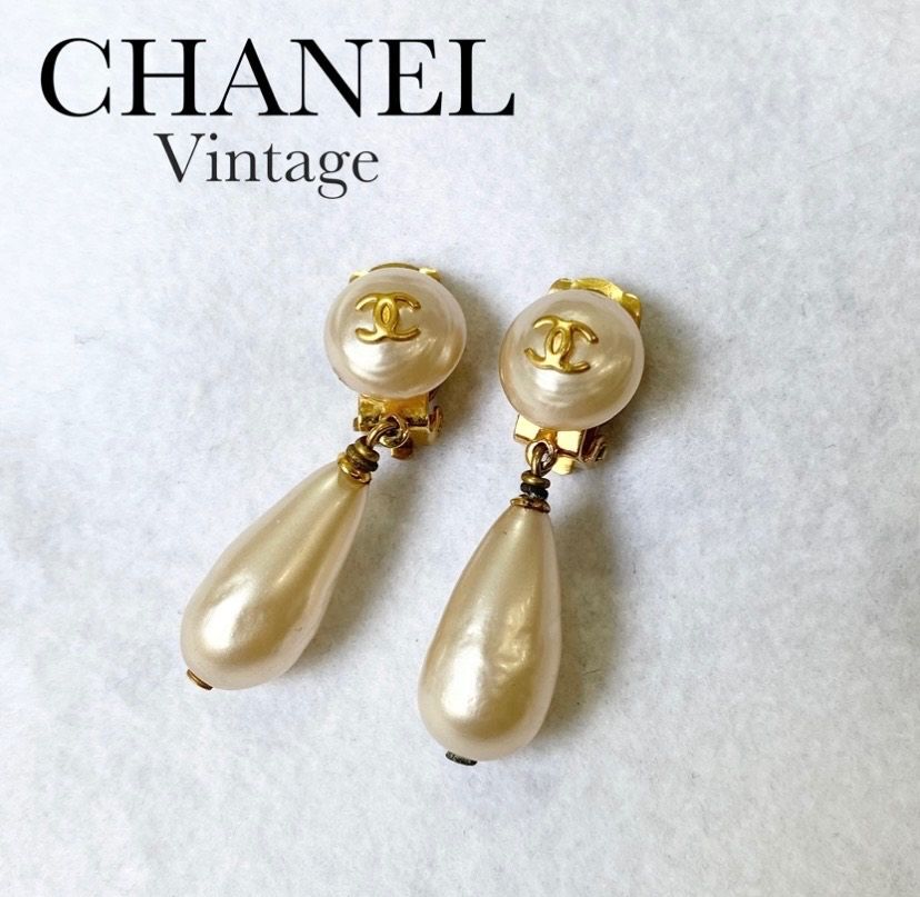 CHANEL シャネル イヤリング 95P ココマーク パール ドロップ ゴールド ヴィンテージ 1995年 フランス製 揺れる スイング レディース アクセサリー 28,258円