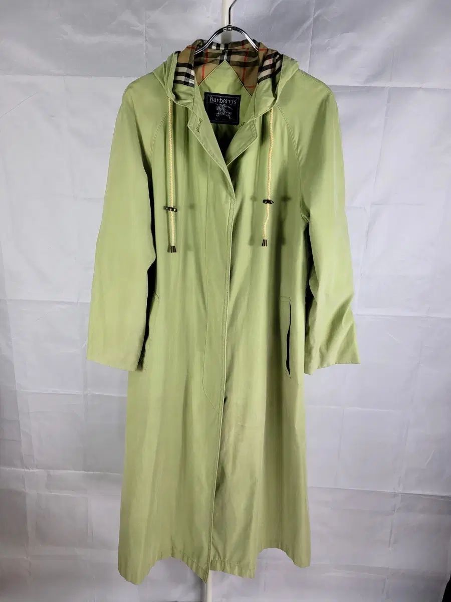 正規品/ヴィンテージ 90s BURBERRY バーバリー ノヴァチェック Long ロング フード コート (ライトグリーン)