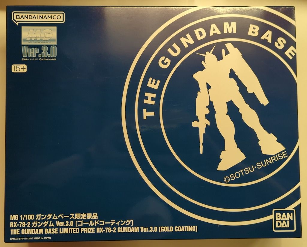 BANDAI SPIRITS MG/1/100/ Gundam Base Limited Bandai Namco Edition RX-78-2 Gundam Ver.3.0 Gold Coating 15+ Notation