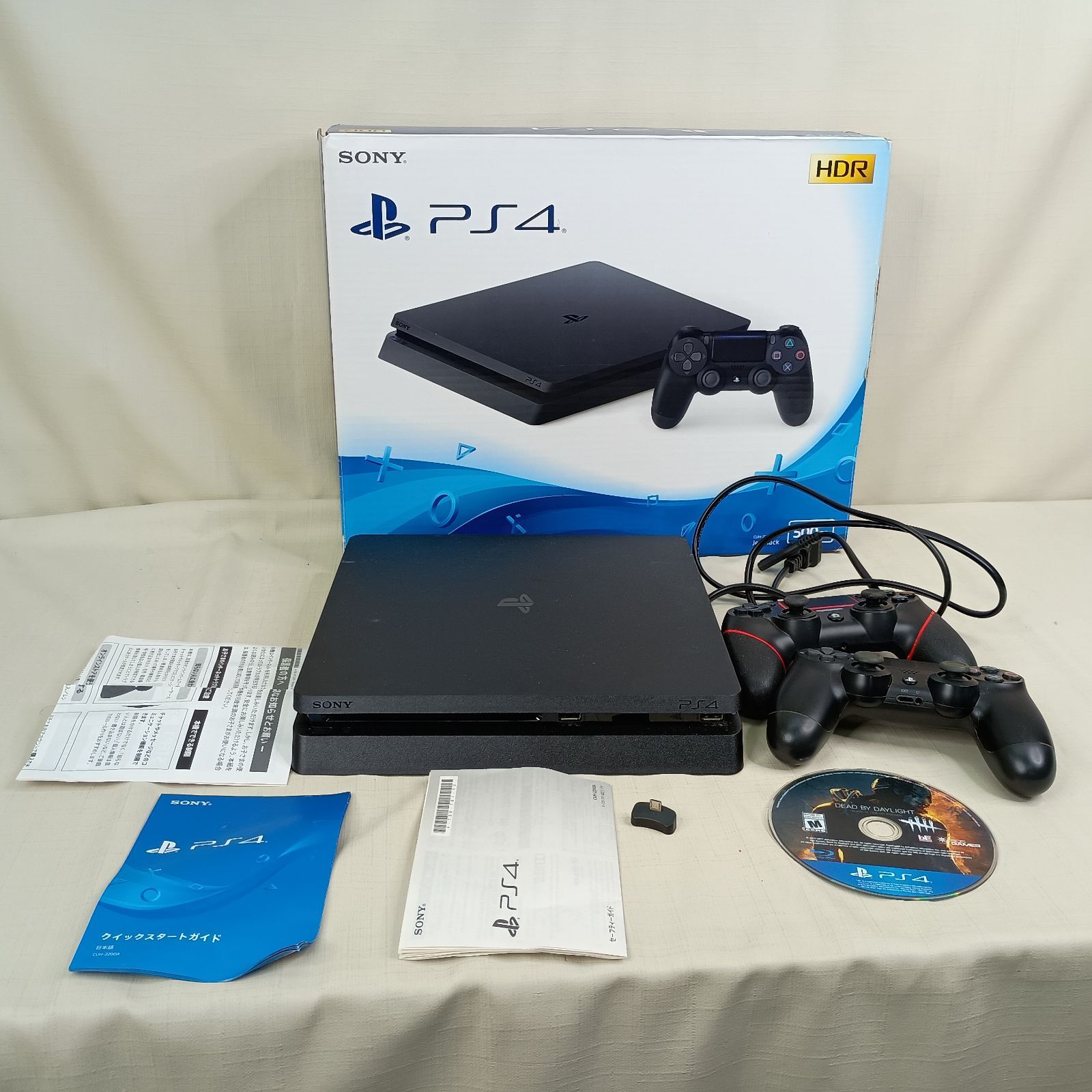 SONY ps4 本体 CUH-2200A ソフトコントローラー2台セット 500GB ブラック 通電起動初期化済 箱、電源ケーブル、取説、ソフト付 ソニー #A