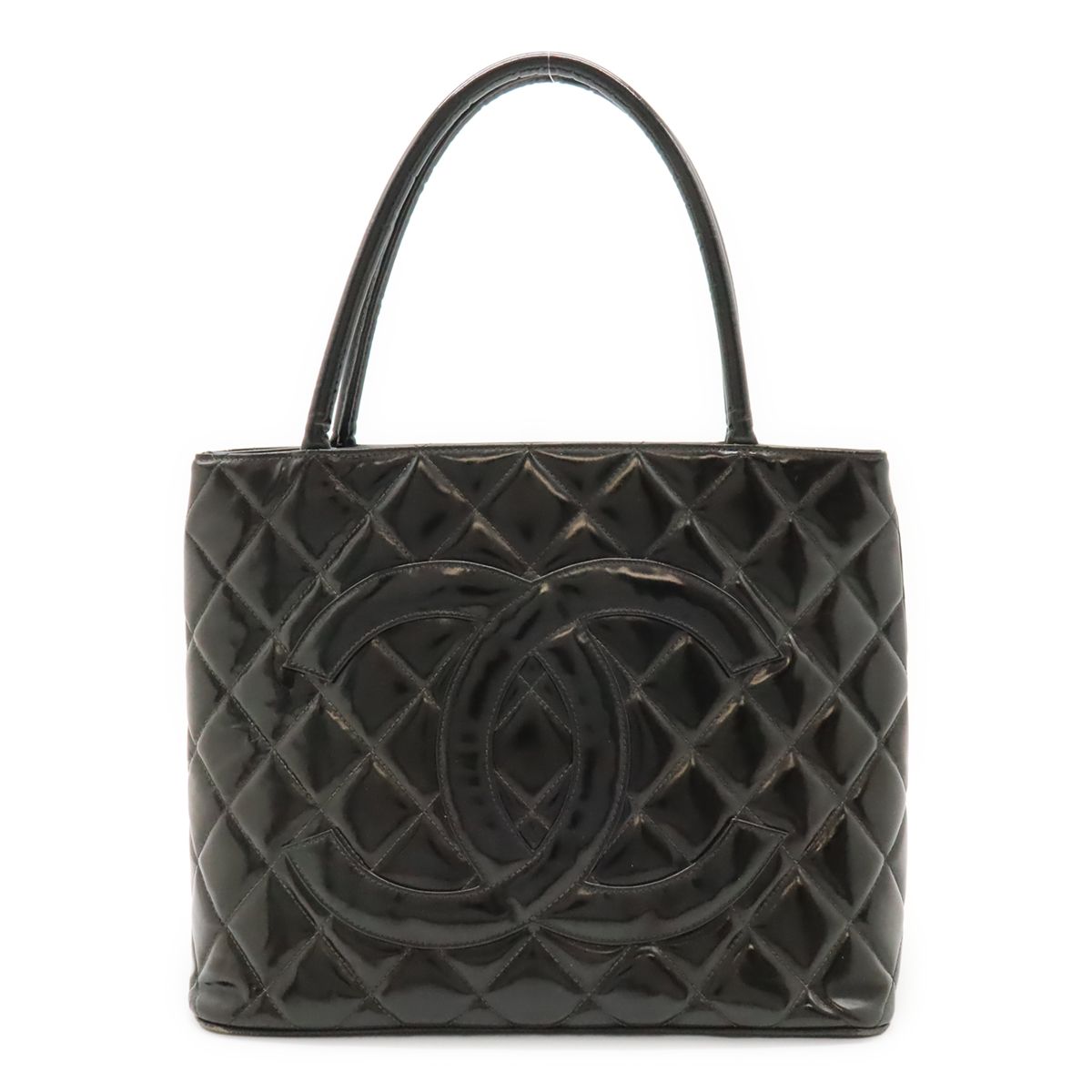 CHANEL シャネル マトラッセ ココマーク 復刻トート トートバッグ ショルダーバッグ エナメル パテントレザー ブラック 黒 ゴールド金具 A01804
