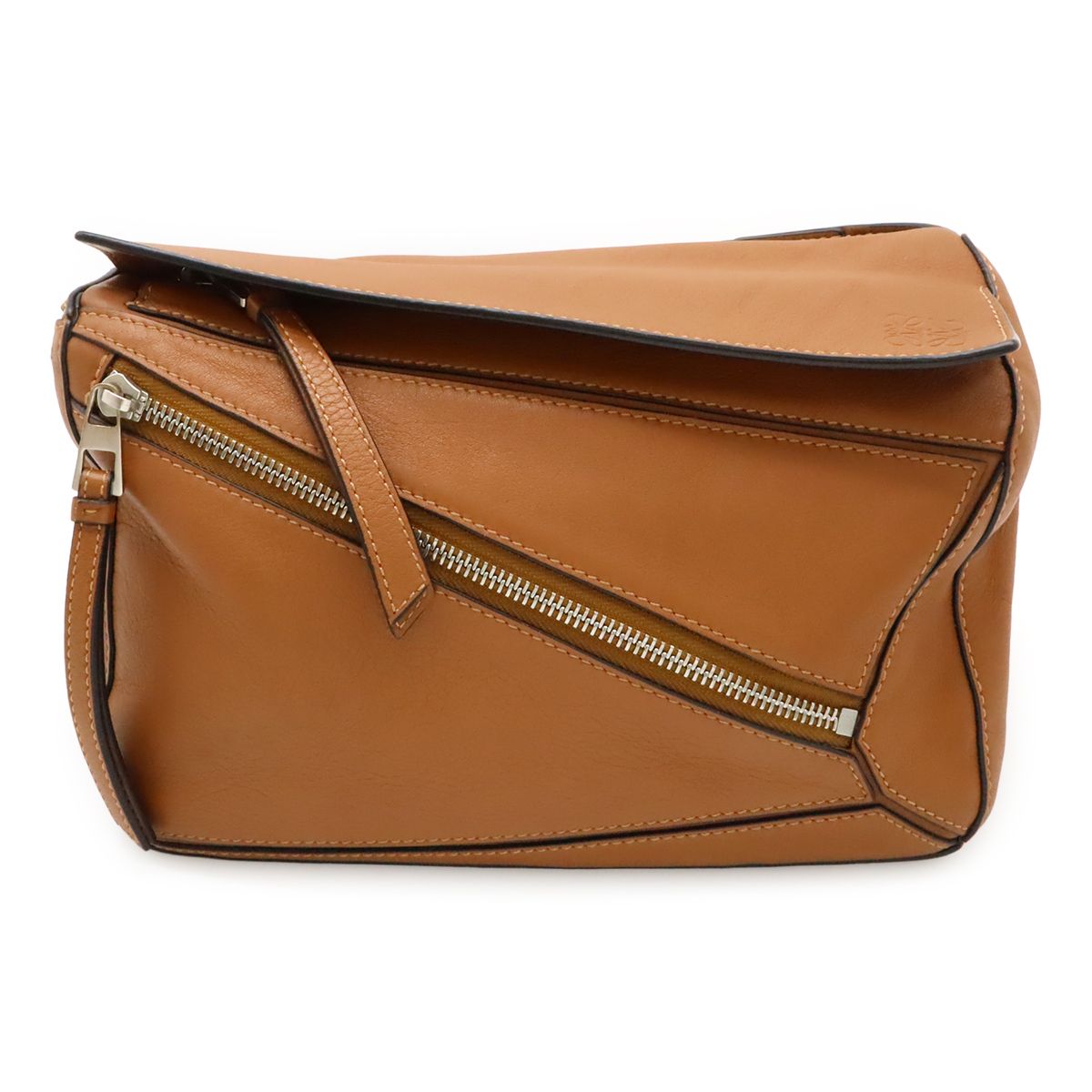 LOEWE ロエベ パズル バムバッグ ミニ ボディバッグ ショルダーバッグ ウエストバッグ レザー ブラウン 茶 シルバー金具 B510U89X02