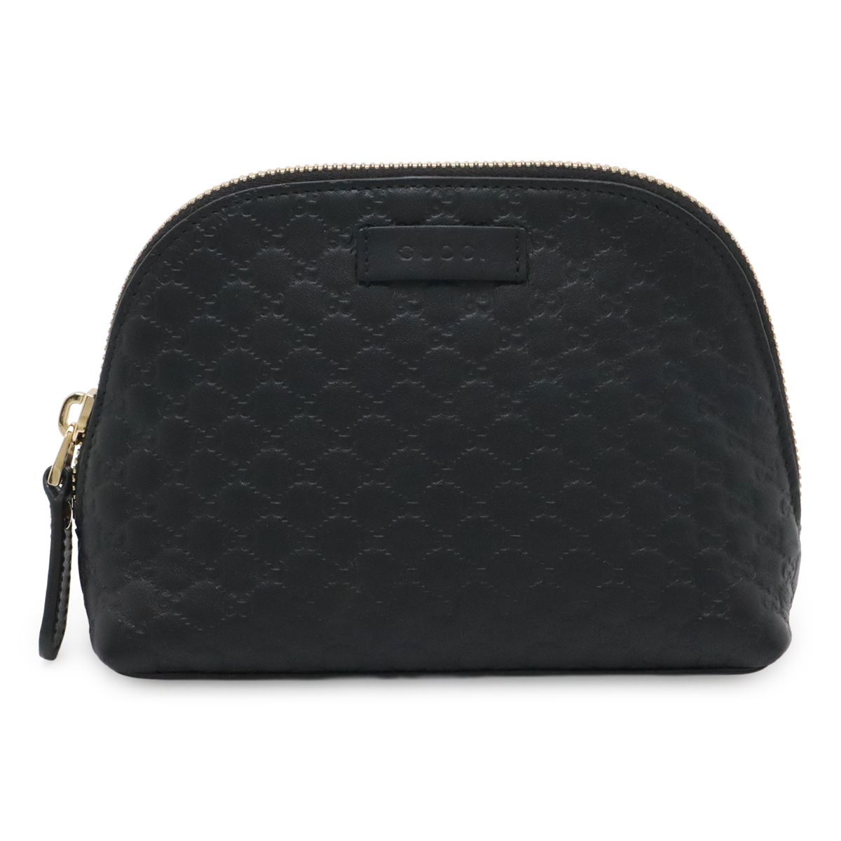 GUCCI グッチ マイクログッチシマ 化粧ポーチ コスメポーチ マルチポーチ 小物入れ レザー ブラック 黒 ゴールド金具 アウトレット品 449893