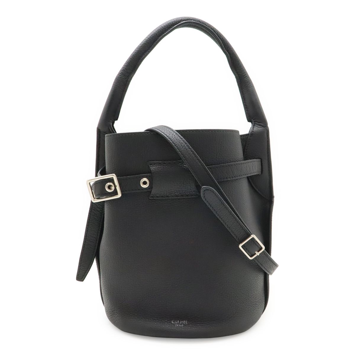 CELINE セリーヌ ビッグバッグ バケット ナノ ハンドバッグ 2WAY ショルダーバッグ 斜め掛け レザー ブラック 黒 シルバー金具 187243