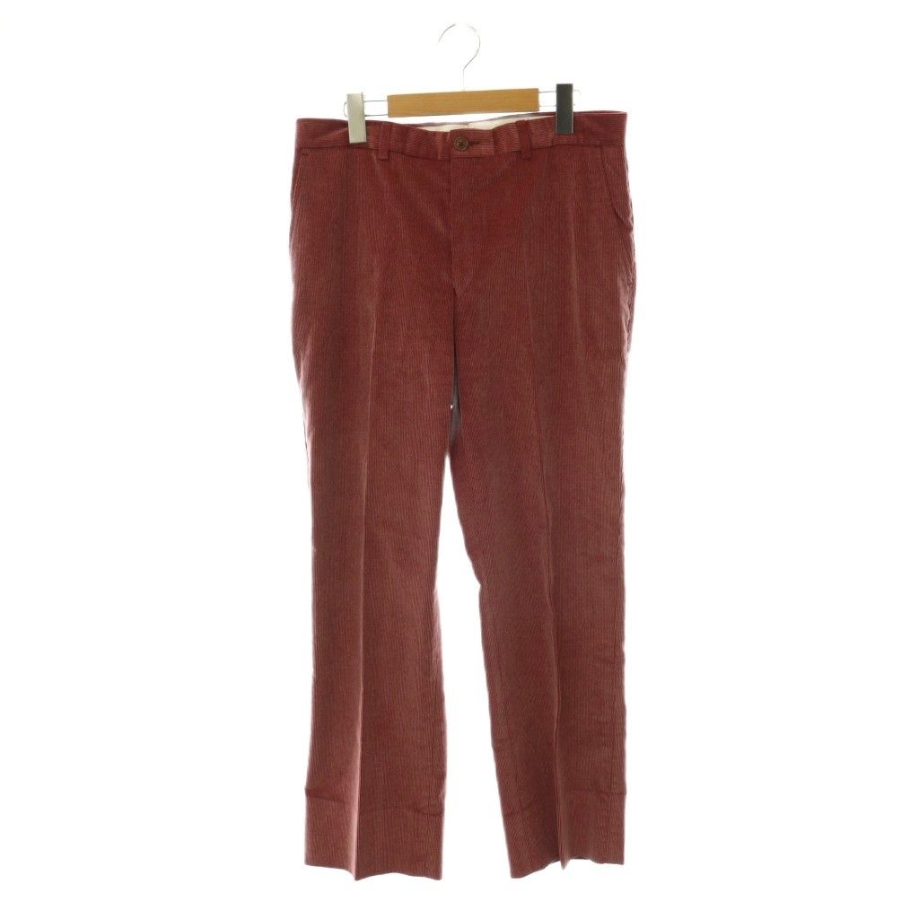 サルヴァトーレフェラガモ Salvatore Ferragamo コーデュロイパンツ ストレート コットン レザーパッチ ロゴ 48 スモークレッド /ES ■GY13 8,502円