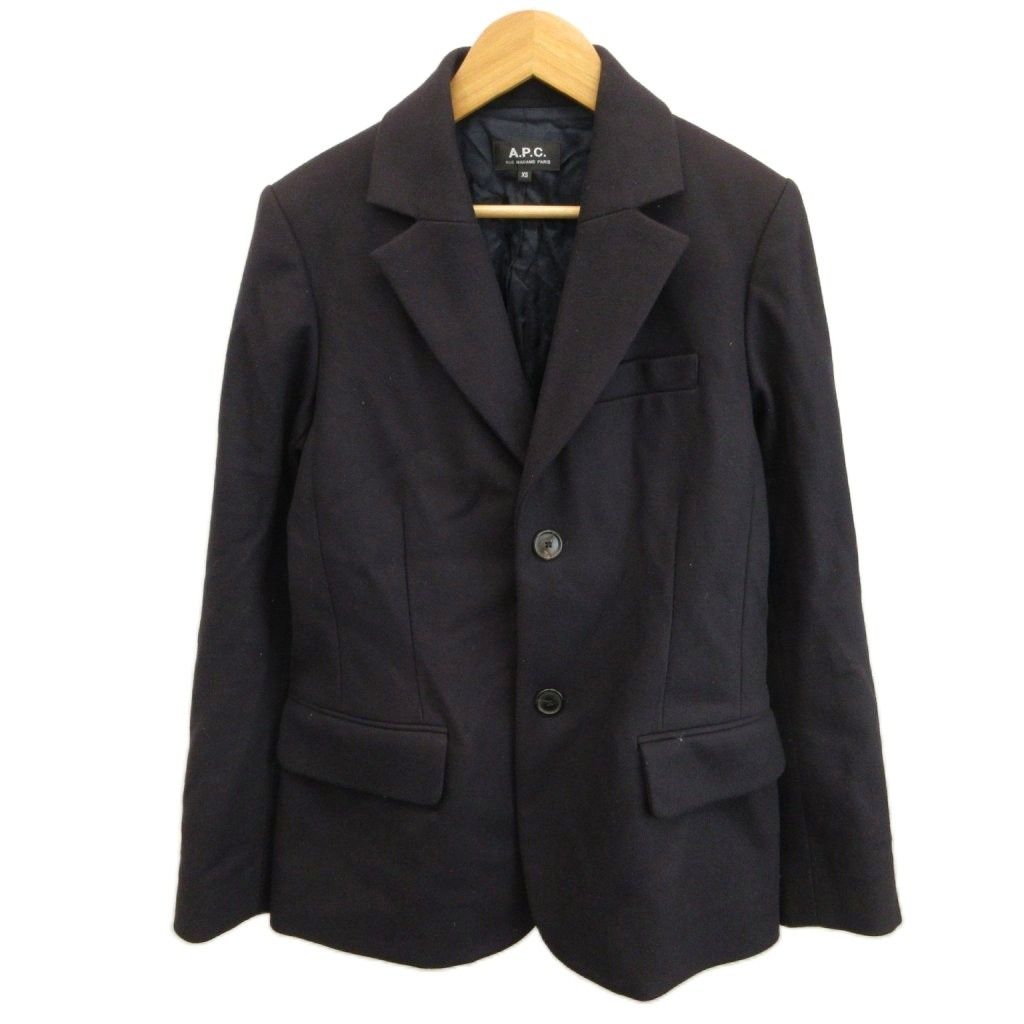 アーペーセー A.P.C. テーラードジャケット XS ダークパープル ノッチドラペル ウール /RY ■GY74