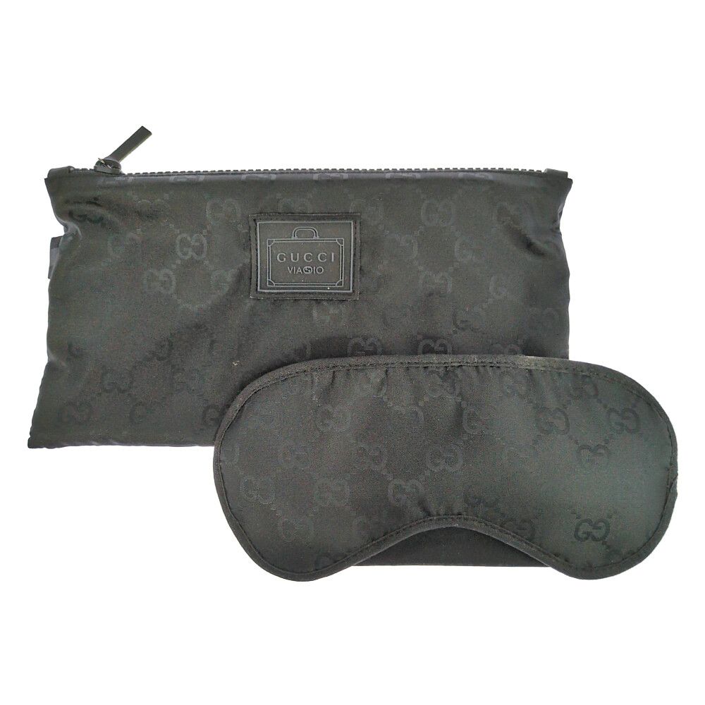 GUCCI グッチ ノベルティ ポーチ×アイマスクセットインテリア ブラック【♀】【S】【レディース】★■622357【中古】