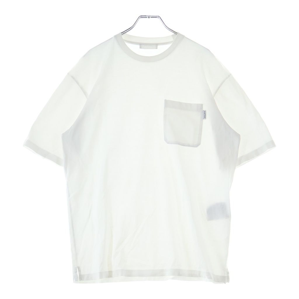 PRADA (プラダ) フロントポケット クルーネック 半袖Tシャツ カットソー ホワイト UJN658 R201 1WQE