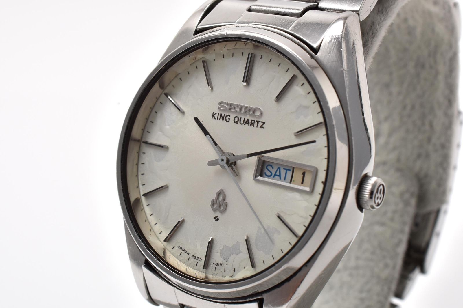SEIKO Seiko King Quartz 4823-8110 Day Date Mens Watch Quartz SS White Dial Vintage