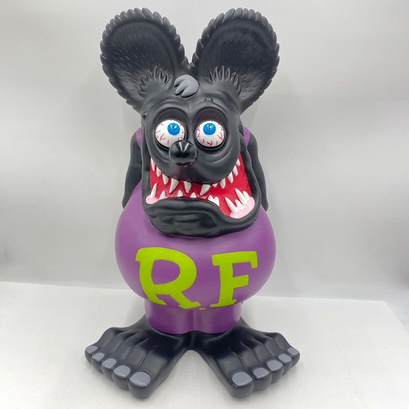 【中古美品】 ラットフィンク ジャンボ コインバンク RAT FINK ビッグ フィギュア 置物 インテリア （黒✕紫） 【209-260823-nm-01-teih】