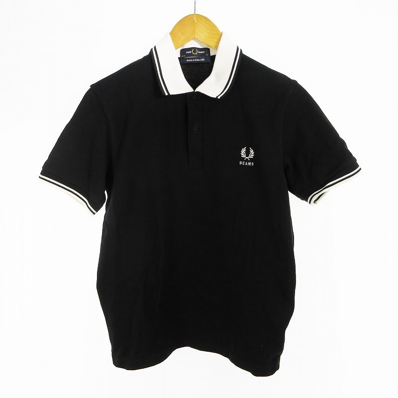 フレッドペリー FRED PERRY 26ss BEAMS ビームス 別注 38 ポロシャツ 半袖 M12 ロゴ 刺繍 ブラック 黒 ホワイト 白 コットン 鹿の子 トップス