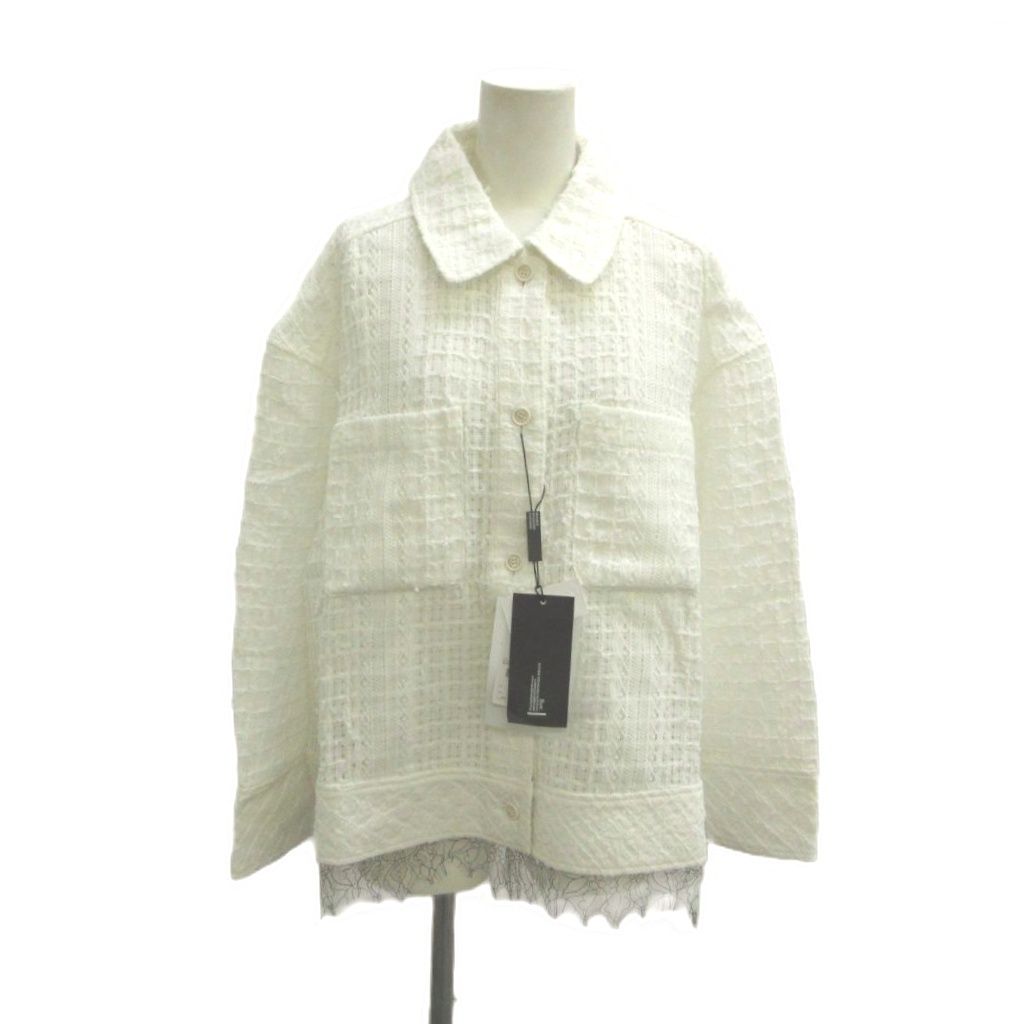 ソブ sov. ダブスタ 26SS シアーチェックツイードシャツジャケット 上着 38 白 ホワイト タグ付き 0305-360-261A /YU ■GY20