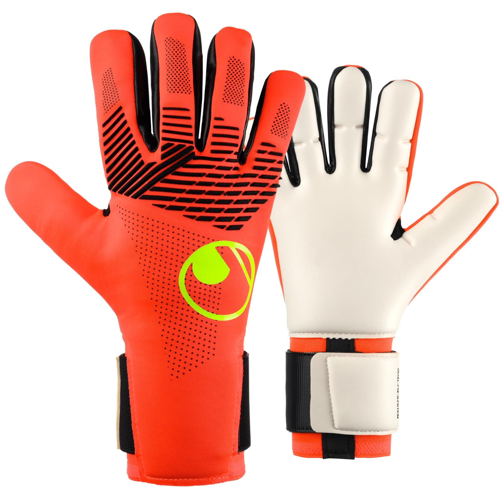 ウールシュポルト(uhlsport) ゴールキーパーグローブ ファングマシーネ ZNE アブソルートグリップ ハーフネガティブ フィット フローレッド/ホワイト/フローイエロー 1011414-01
