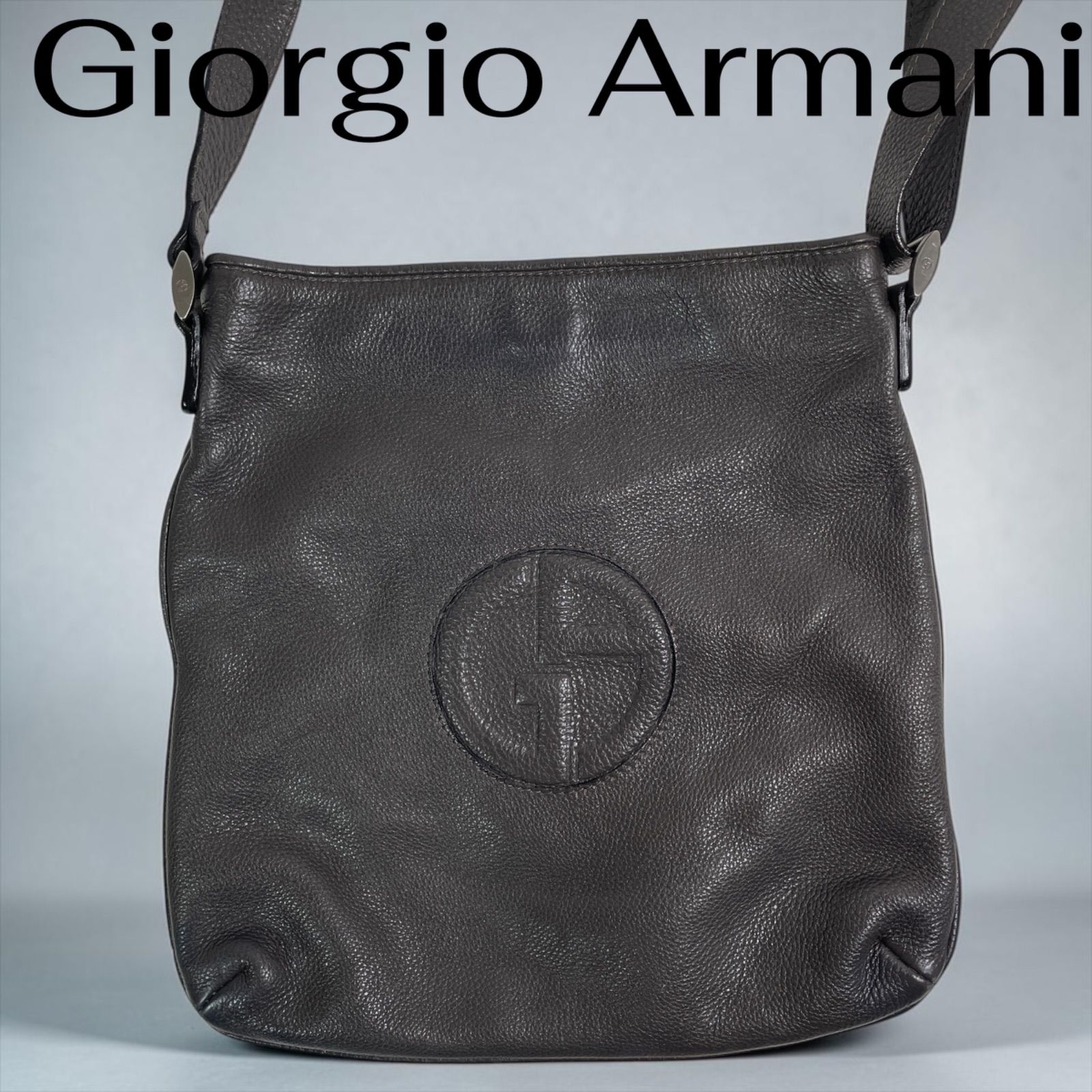 逸品】GIORGIO ARMANI ジョルジオ・アルマーニ レザーショルダーバッグ 